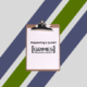 Blog Thumbnail depicting the text "Requesting a Quote?" with the Grimes Insurance logo on a clipboard. The clipboard is in front of a grey background with navy and green stripes.