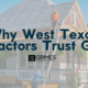 Title Page with image of construction site in the background. Text overlay reads "Why West Texas Contractors Trust Grimes"