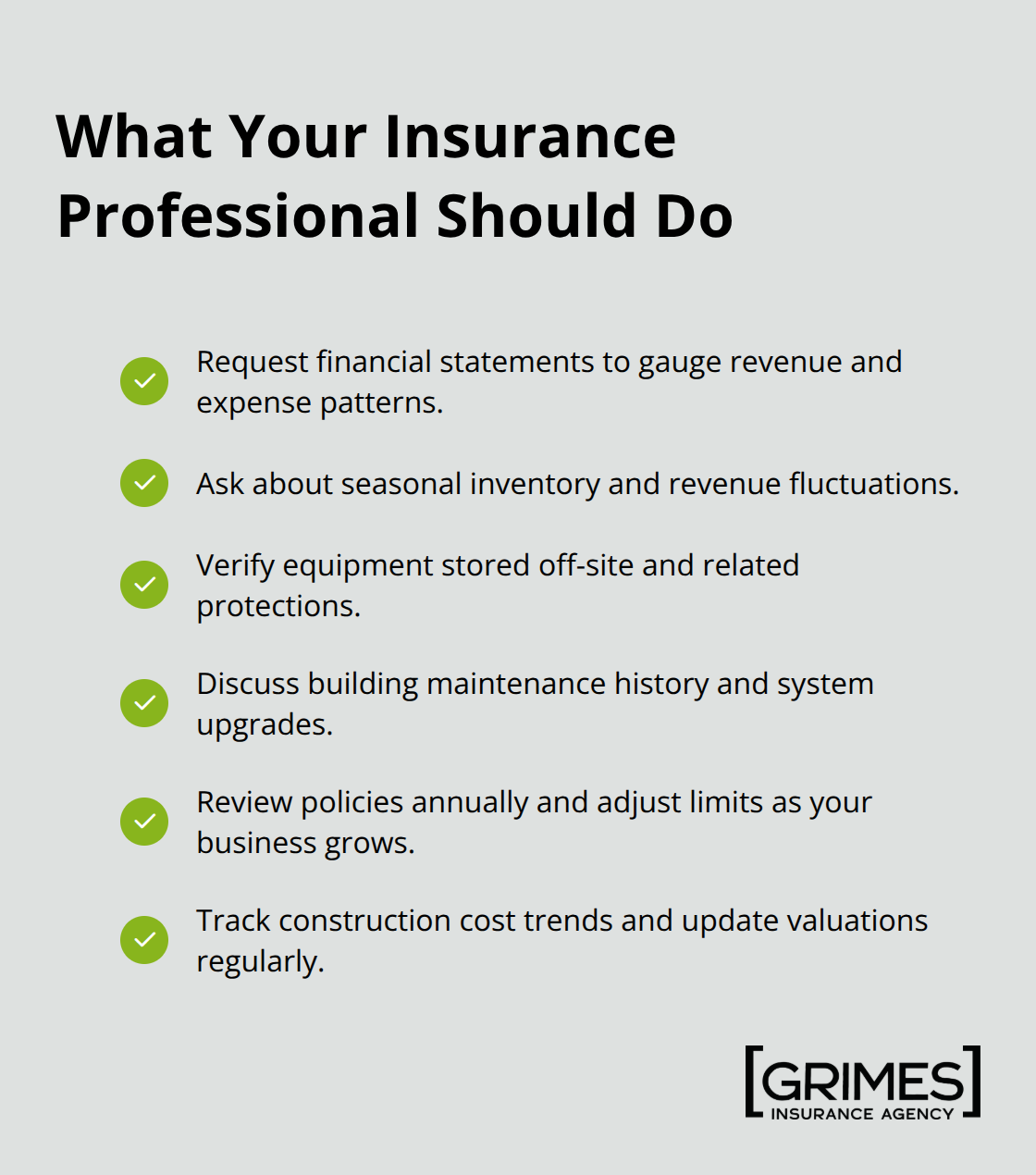 Checklist of broker and agent best practices during a coverage review