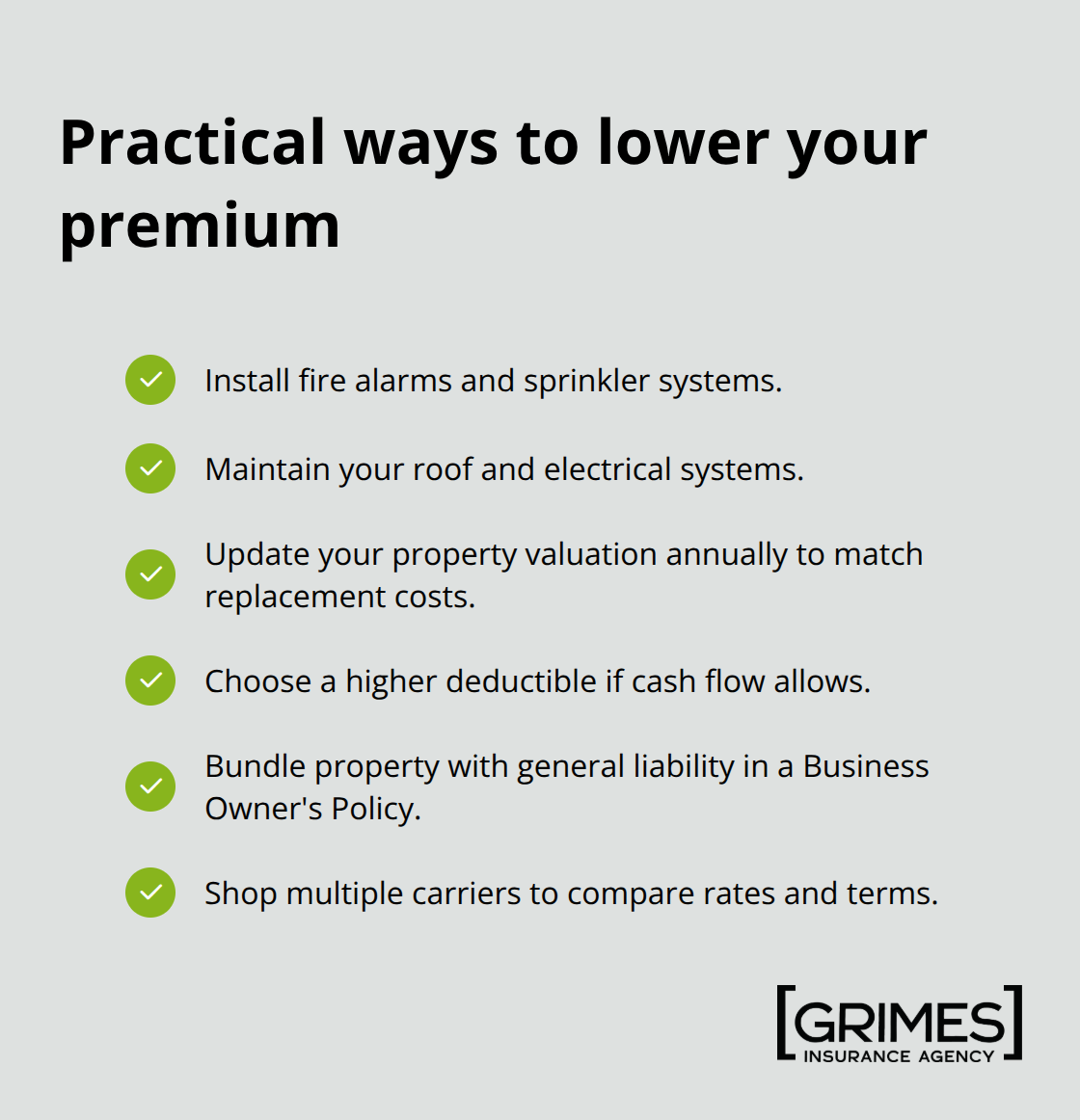 Actionable steps to reduce commercial property insurance costs.