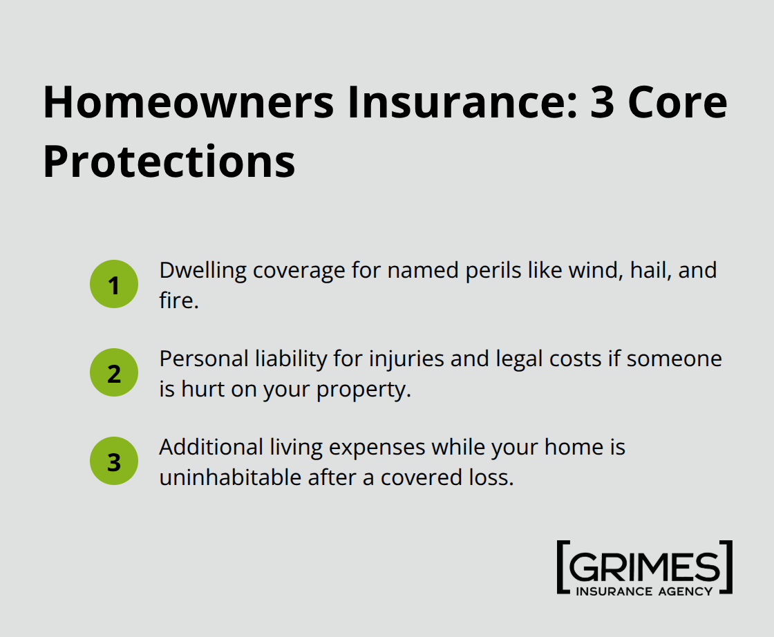 Three core protections provided by a standard U.S. homeowners insurance policy. - flood insurance vs homeowners insurance 2026