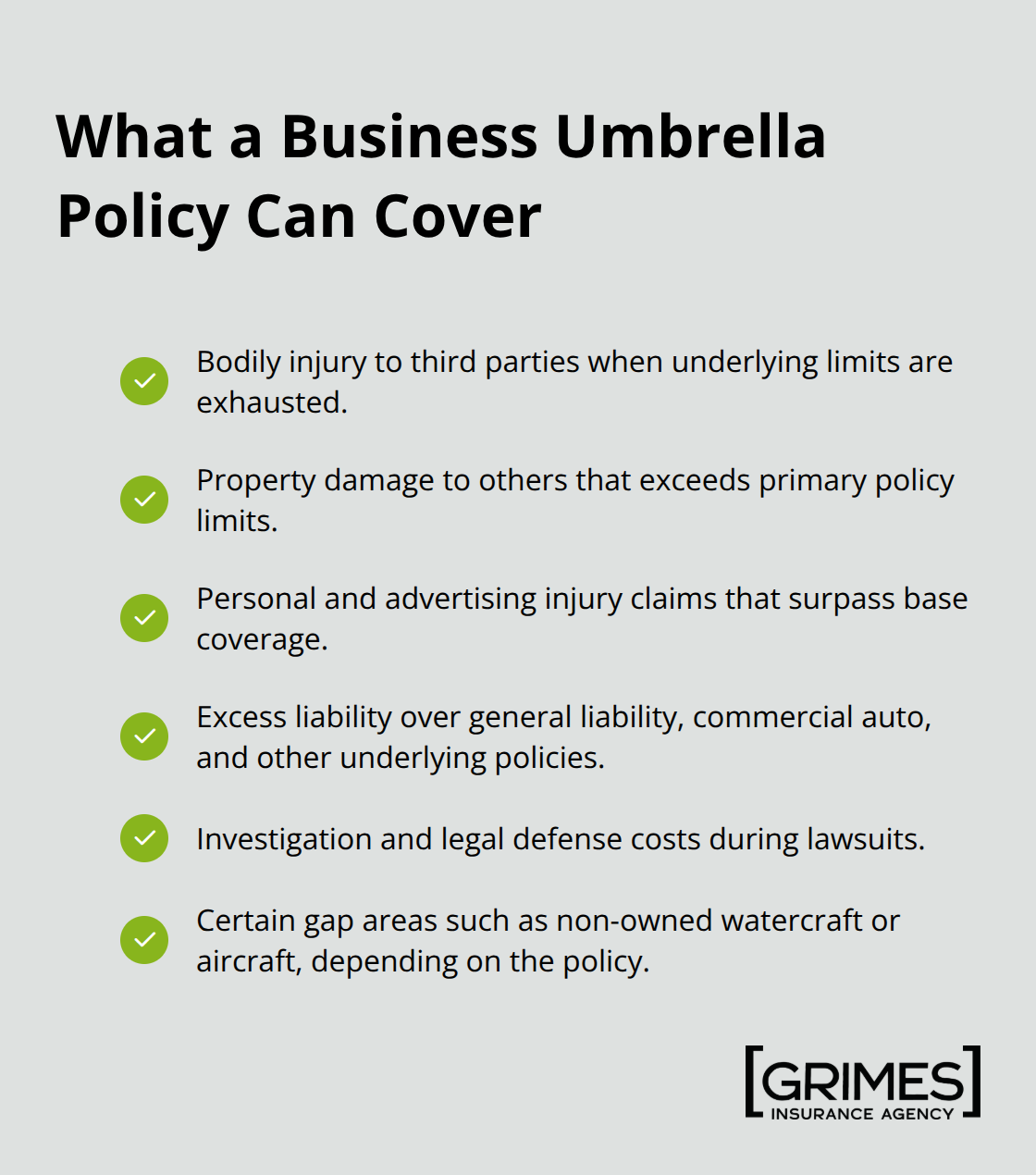 Key protections a commercial umbrella policy can extend beyond primary insurance in the United States.